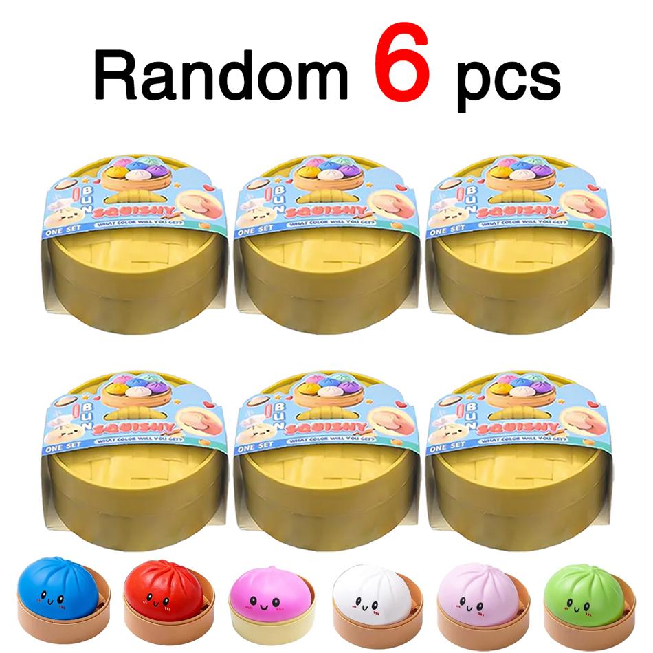 6 Style Colorful Simulated Dumpling Squishy Relaxing Antistress Random With Box Dumplings Sensory Squeeze Toy