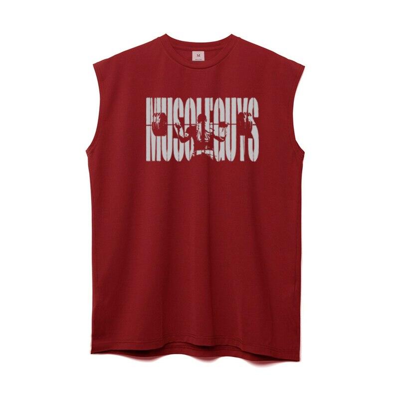 

Делай работу Мужская летняя быстросохнущая модная повседневная дышащая свободная фитнес бодибилдинг тренажерный зал спортивная майка с принтом XXL красный