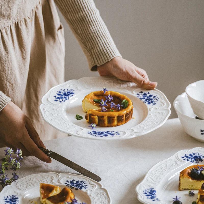 Creative Relief Ceramic Plates High End French Style Steak Plate Home Afternoon Tea Dessert Fruits Plate Exquisite Coffee Cups