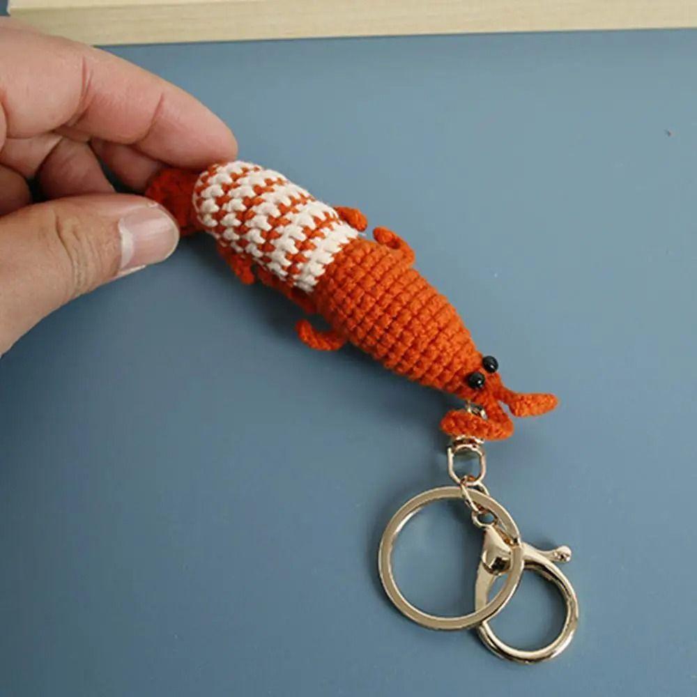 Key Decoration Knitted Shrimp Pendant Soft And Comfortable Shrimp Doll Keyring Car Keyring