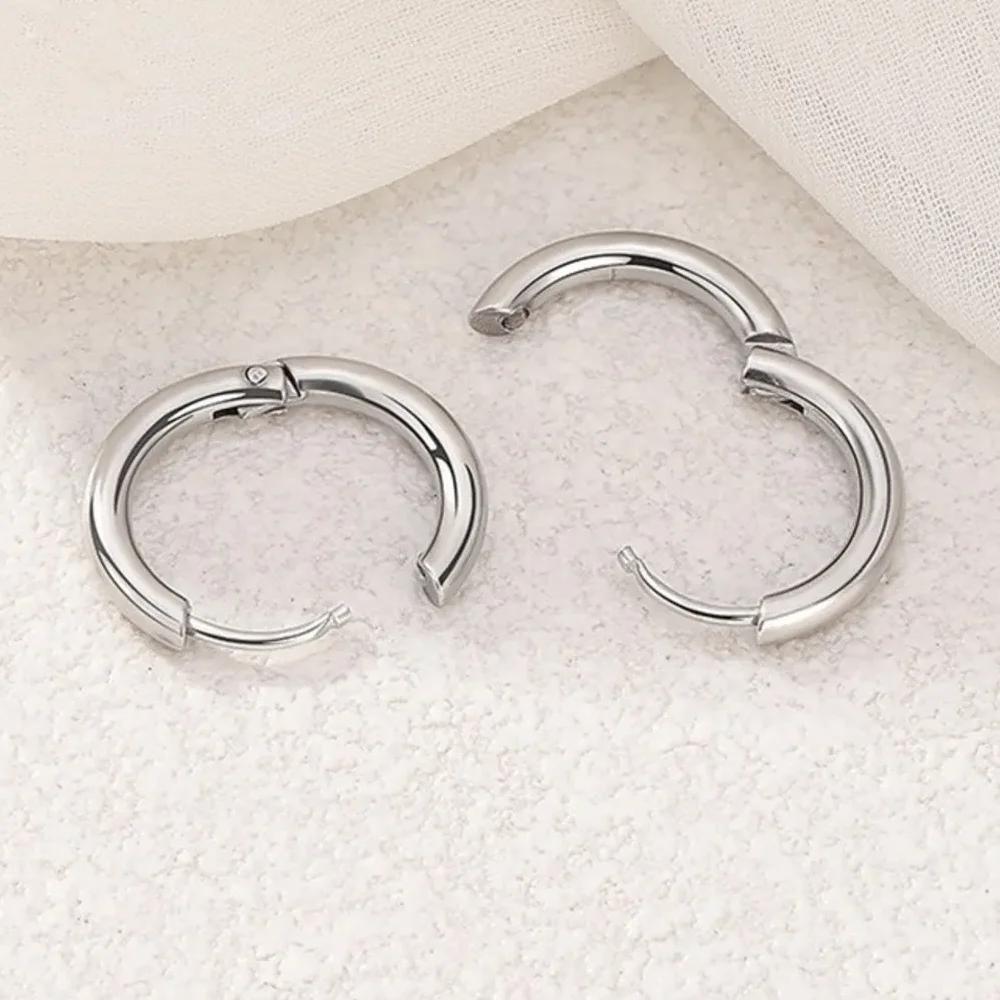 8-20mm Edelstahl Creolen Goldfarbe Hiphop Steampunk Stil Silber Ohrringe für Damen Herren Push Back Ohrschmuck Set