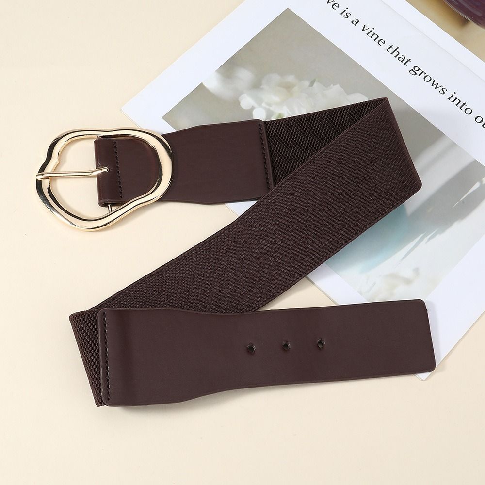 Adjustable Tying Women Waistband Belt Elastic Leather Belt Luxury Pin Buckle Belt  Waist Seal
