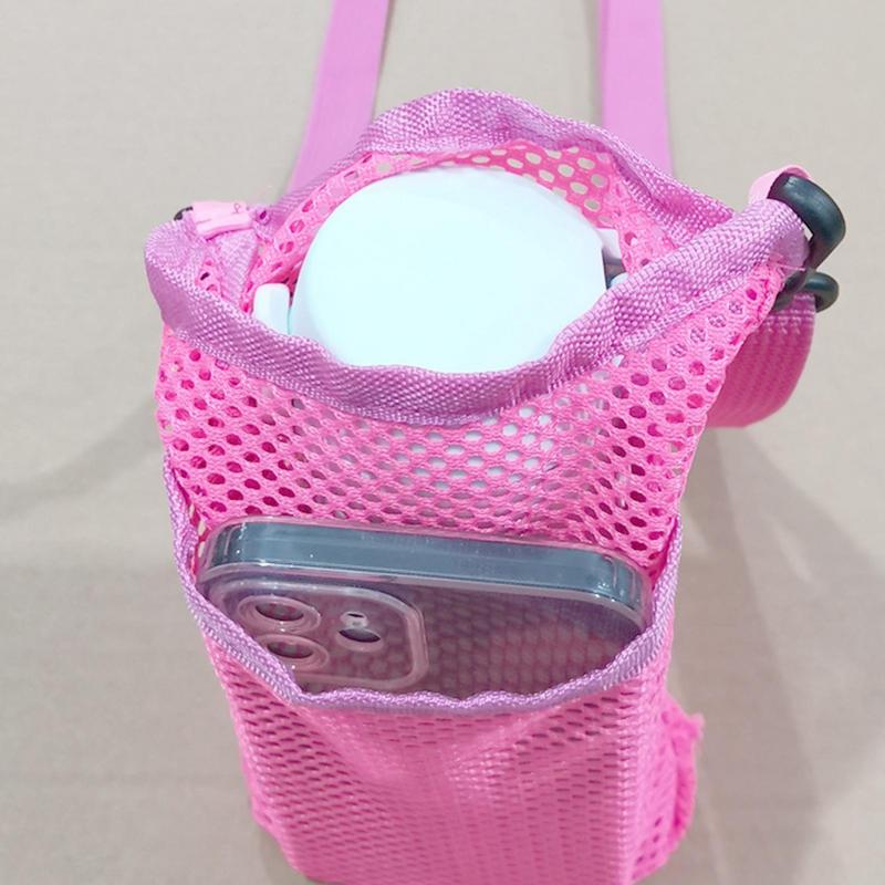 Portable Sport Water Bottle Cover Mesh Cup Sleeve Pouch With Strap Mobile Mobile Phone Carryall Visible Carryall Outdoor Activity Camping Accessories