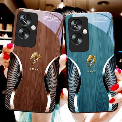 Ξύλινος Δράκος Μαύρος Για Oppo A79 5G 58 78 74 60 4G Reno 11F Realme GT 6 11 Note 50 10 C55 X2 Τζάμι Μαύρη Θήκη Τηλεφώνου