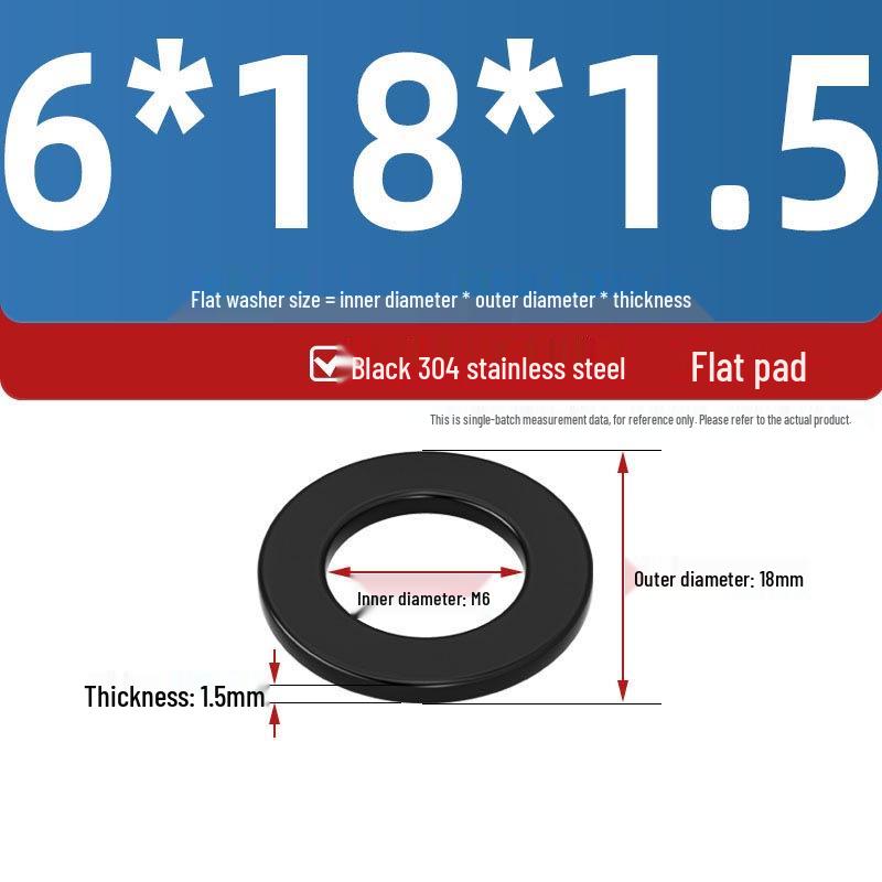 Ultra-Thin Black Zinc-Plated Stainless Steel Flat Washer (M2-M20)