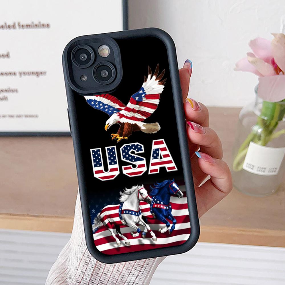 USA America Flag Thicken TPU Mobile Phone Case for iPhone 17 16 15 14 13 12 11 Air Pro Max Plus Colorful Cover