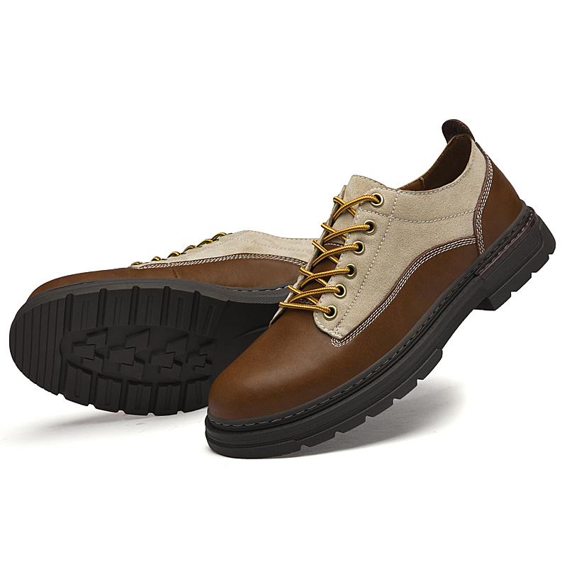 British Style Men's Work Shoes Thick Soled Casual Shoes Men's Leather Trendy Shoes Retro Style Luxury Shoes
