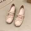 Women's Ballet Shoes Square Toe Flat Butterfly-knot Increased Internal One Kick Single Shoes Fashion All-match Mary Jane Shoes