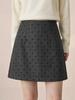 Women's 2025 Gray Polka Dot High Waist Woolen Skirt - Winter Fashion, Petite, Slimming, Hip-Hugging Style
