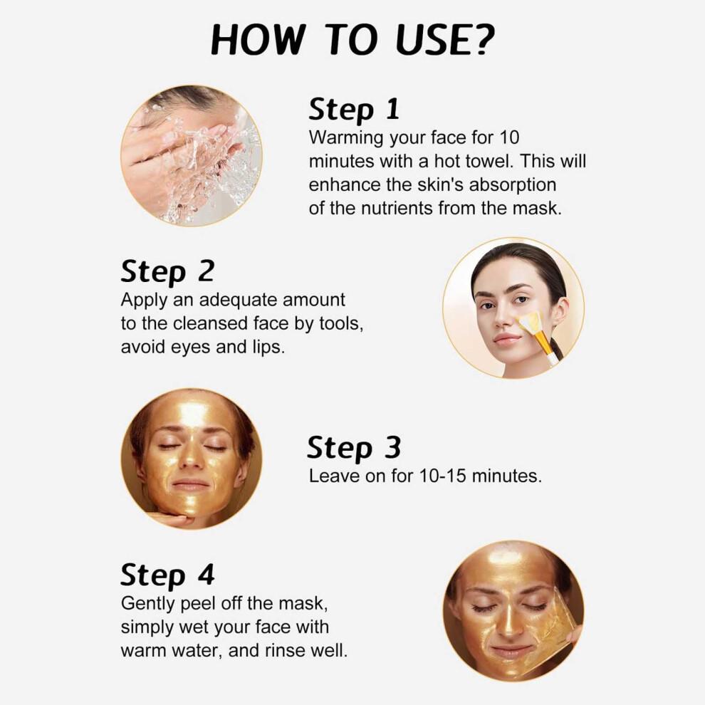 Gold Peel Off Mask 98.4% Gold Foil Face Mask for Blackheads Wrinkles Deep Cleansing 2PC