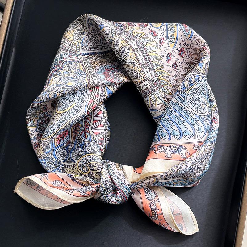 100% Pure Silk Scarf Women Neck Square Headband Scarves Bandana  Fashion Hijab Poncho Scarves Pashmina  Female Foulard 53cm