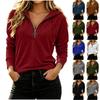 Women's V-Neck Hooded Long Sleeve Zip Front T-Shirt for Casual Wear