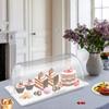 Large Clear Rectangle Food Display Tray, 16.5x11 Inch Serving Platter  Dessert Appetizer Display Case with Lid, Plastic Tray