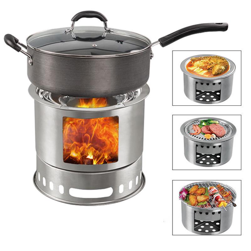 Outdoor Portable Multi-functional Folding Wood Stove & BBQ Grill