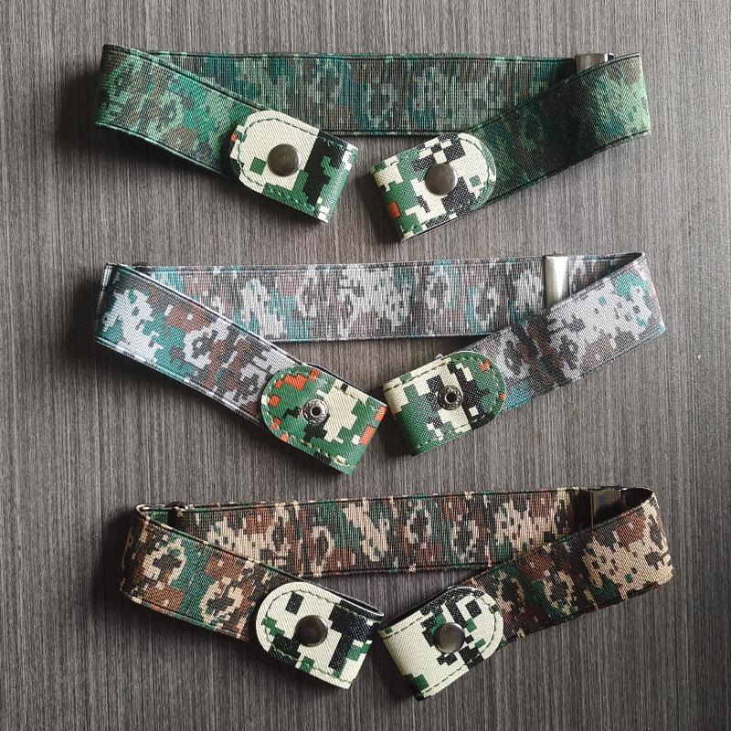 Military Training Elastic Camouflage Belt Trousers Belt for Men and Women Teenagers College Students Universal Belt Junior High School Students Canvas