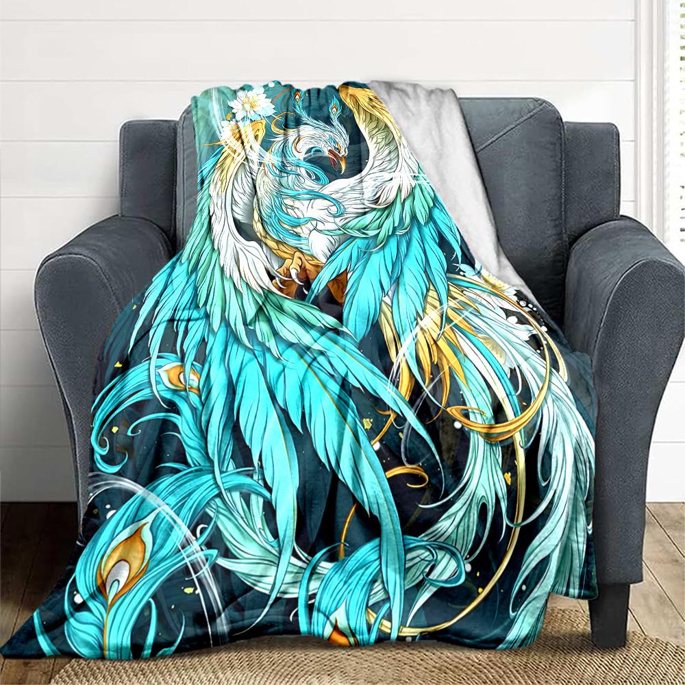

1pc Fantasy Phoenix Blanket Lightweight Flannel Blanket Throw Blanket For Sofa, Bed, Travel, Camping, Livingroom, Couch, Chair, And Bed yy2509026142 100x150cm