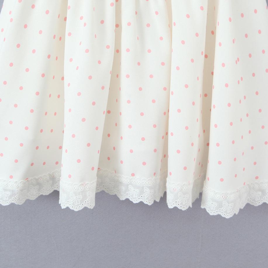 2026 Chic Sweet Polka Dot Lace Patchwork Camisole Dress with Mini Skirt