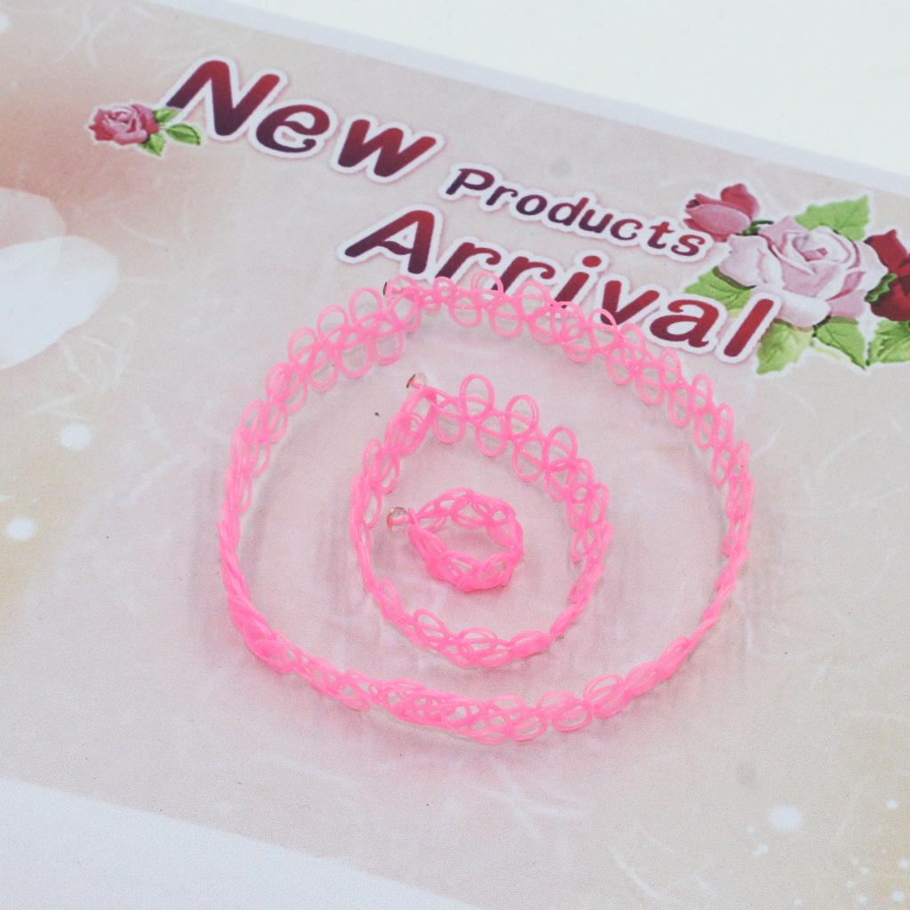 Handmade Retro Harajuku Woven Necklace, Bracelet, and Ring Set for Women