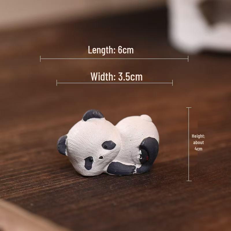 Cute Panda Yixing Purple Clay Tea Pet Ornament - Adorable Tea Table Decoration