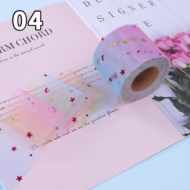 25 Yards Sequin Rainbow Star Moon Mesh Lace Trim Ribbon Fabric Wedding Dress DIY Bow Birthday Party Decoration Crafts