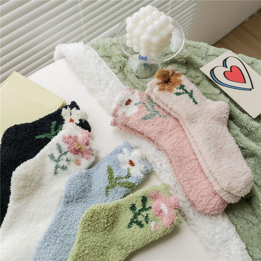 6Pairs Thickened Floor Plush Socks Winter Warm Socks Women Comfortable Coral Fleece Socks  Autumn