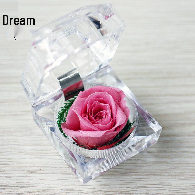 Preserved Crystal Rose Acrylic Flower Gift Box for Valentine's Day Confession