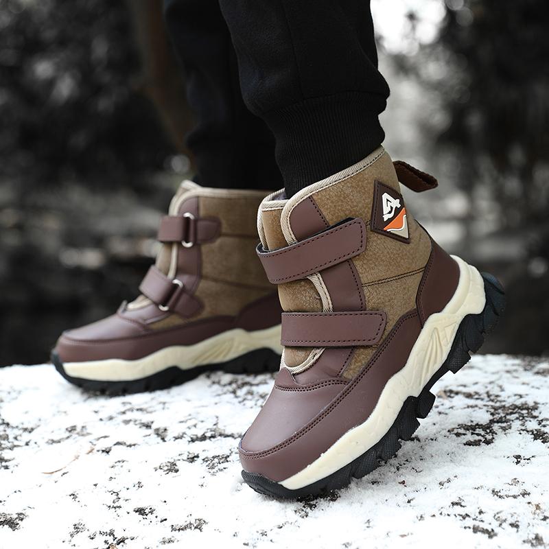 Children Warm Snow Boots Kids Winter Cotton Shoes Non-slip Snow Outdoor Warm Plush Boots High Top Warm Furry Footwear Waterproof Warm Sneakers