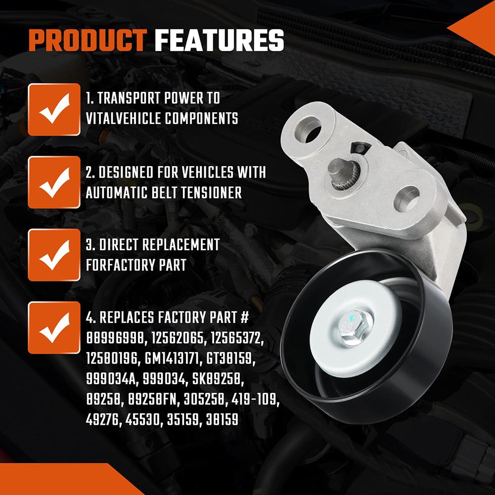 Serpentine Pulley AC Belt Tensioner Wear Resistant Non Deformable Quick Install Easy To Use Quick Install Car Tensioner
