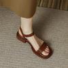 Fashion Summer Women Sandals Low Heels Basic Genuine Leather Office Ladies Casual Outdoor Shoes Woman Concise 2025