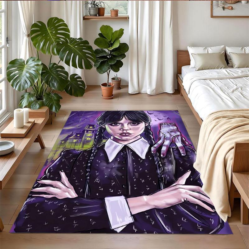 Crystal Velvet Rug Soft Non Slip Indoor Floor Mat Home DecorWednesday Addams