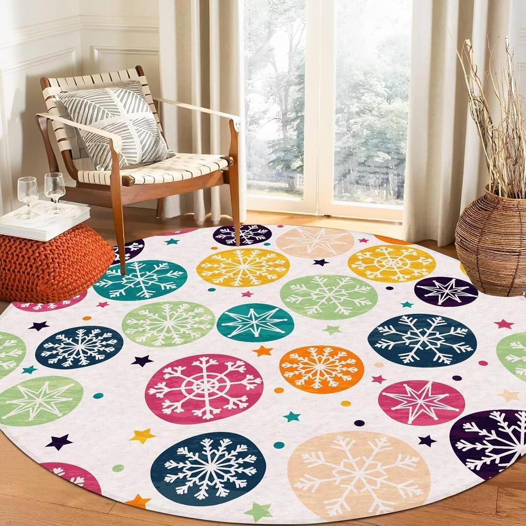 Round Strawberry Rug Kwaii Pink Circle Rugs for Bedroom Dorm Living Room Cute Area Rug Floor Mat Pad Doormat Carpet,
