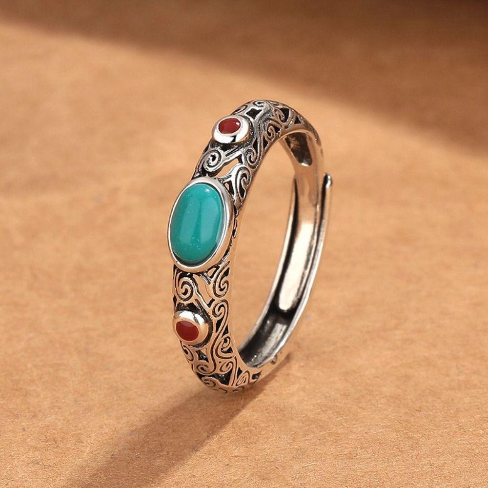 Hollow Out Ethnic Style Ring Hollow Pattern Irregular Opening Ring Vintage Ring  Popular Jewelry