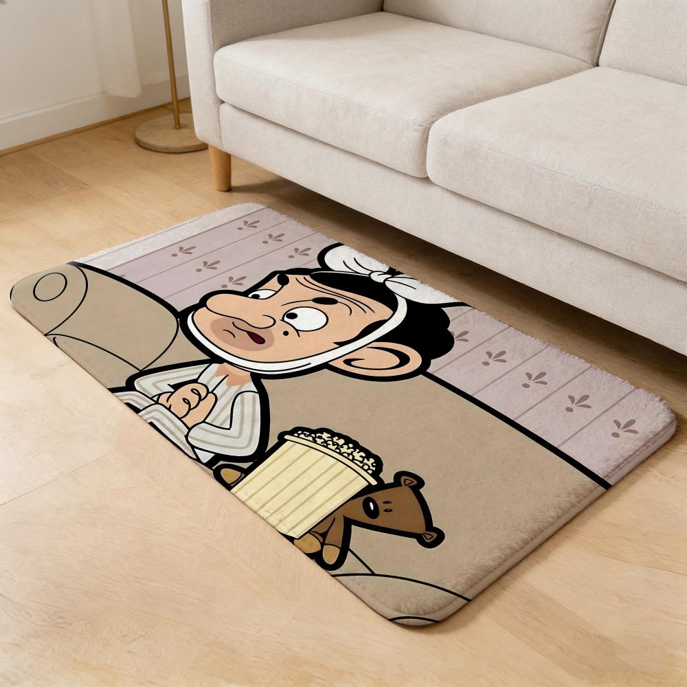 Character M-Mr. Bean Floor Mat Flannel Door Mat Non-Slip Absorbent Washable Indoor Home Rug