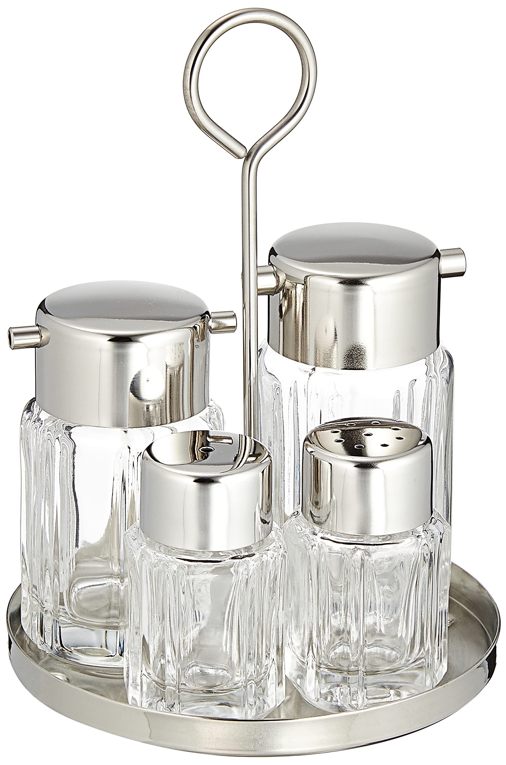 

Набор из 4 контейнеров для приправ Emtaka с крышкой из нержавеющей стали, набор кастеров коммерческого класса, круглый поднос, стекло, сделано в Японии, ETK-4576