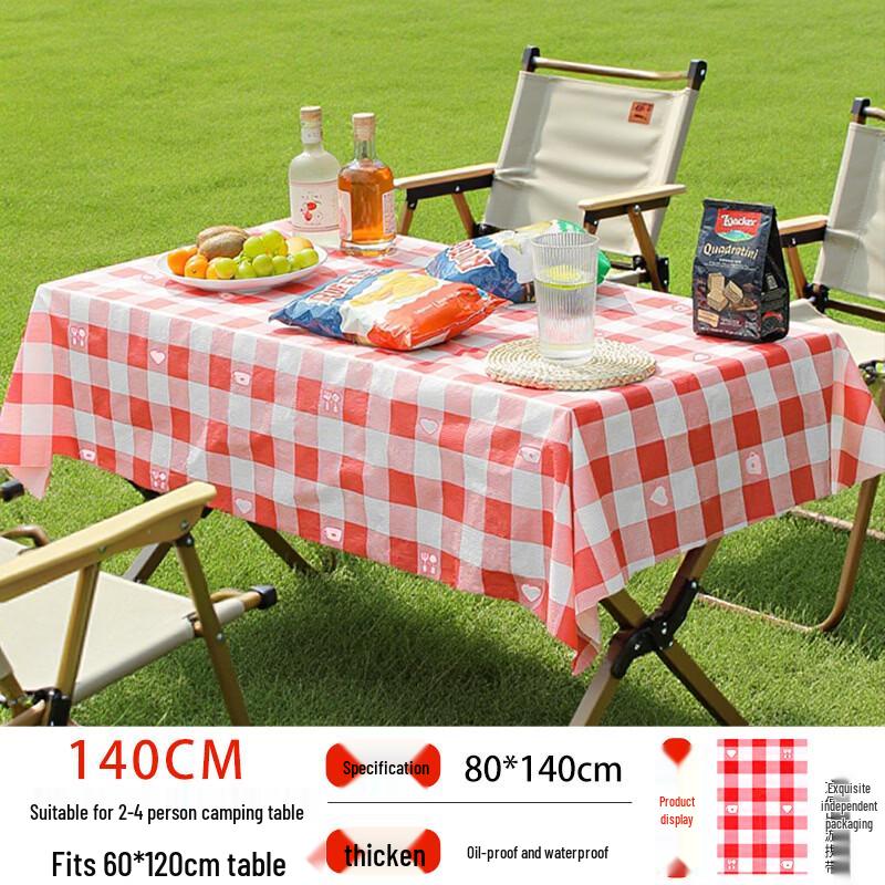 Одноразовая скатерть для кемпинга - Красная клетка (10-Pack)