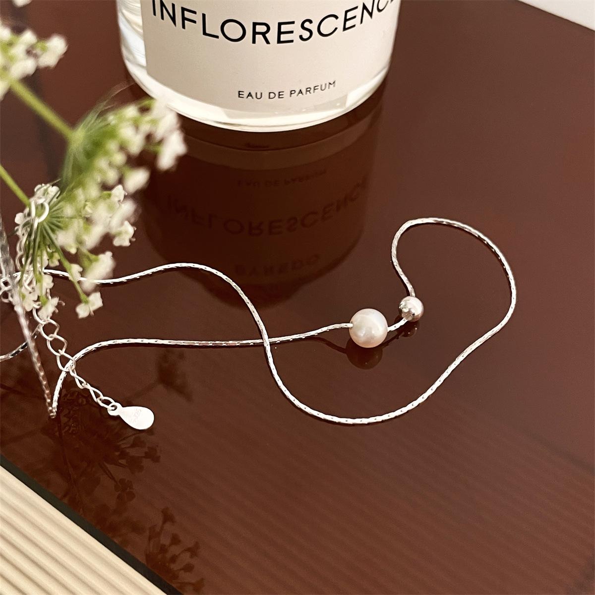 

Размер бусины асимметричное жемчужное ожерелье женская свежая и элегантная цепочка на ключицу 925 стерлингового серебра ювелирные изделия в модной моде 925 silver