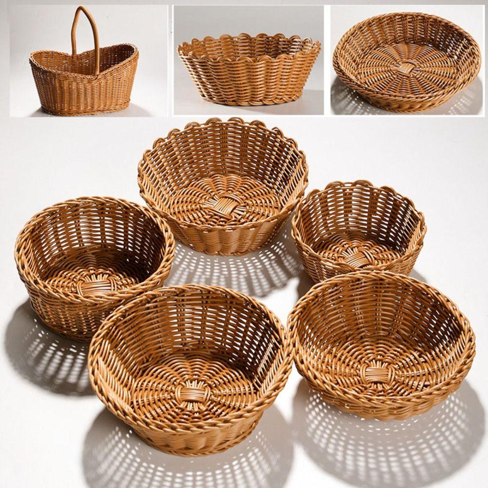 Handwoven Bread Fruit Vegetables Basket Restaurant Serving Tabletop Display