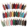 1 Pc Natural Stone Charms 40mm Color Bullet Shaped Handmade Gold Wire Pendants for DIY Necklace Gifts Jewelry Making Accessories