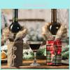 Festive Christmas Wine Bottle Cover Set Stylish Striped Plaid Design For Holiday Decor