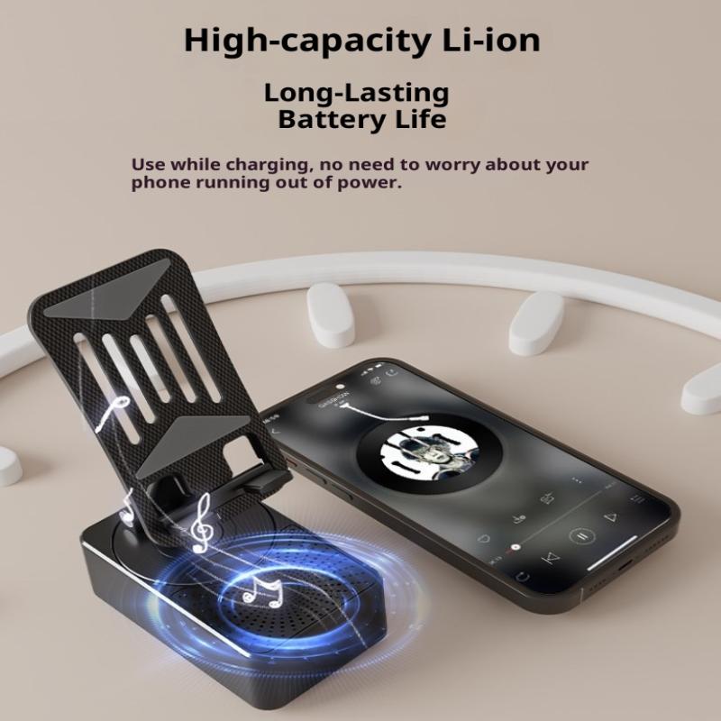 Altoparlante Bluetooth con Supporto per Telefono 5 in 1 Supporto per Cellulare Base Supporto Rotante a 360° Power Bank da 5000mAh