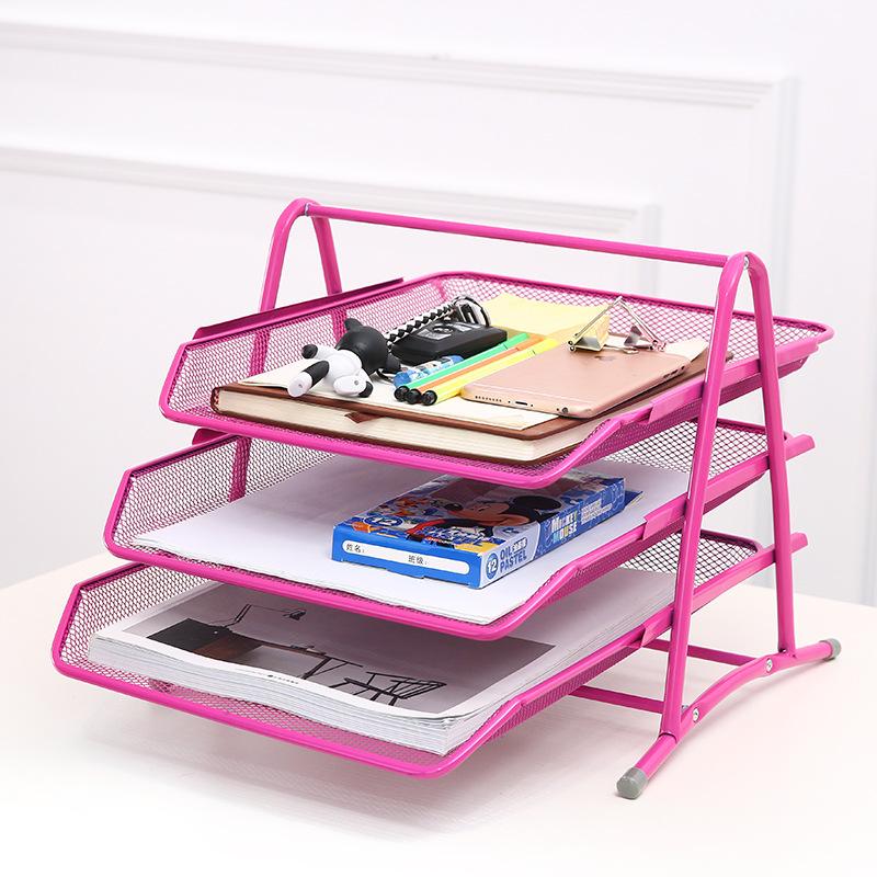 Office Supplies Wire Mesh Metal Three-layer File Rack File Tray Organizer File Tray Data Rack Drawer Type