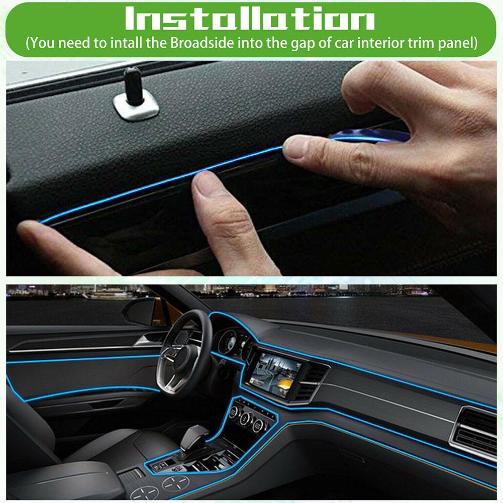 2M LED Autolichter Flexibler Auto Innenraum Dekorative Atmosphäre Drahtstreifen Neonlichtleiste Dekorative Stimmungsbeleuchtung Für Auto DIY
