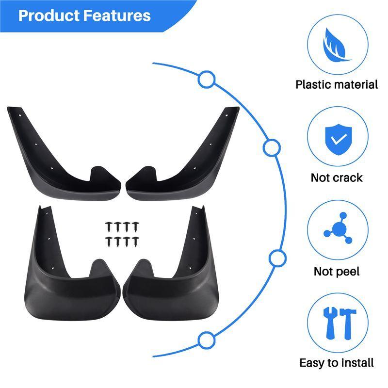 WO-Universal Mudflaps Mud Flaps Flap Splash Guards Mudguards Car Auto Van SUV Trucks Sedan Wheel Fender Front Rear