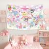 Cute Cartoon Pattern Tapestry With Pink Background Wall Decoration Aesthetic Room Decoration Colorful Wall Tapestries