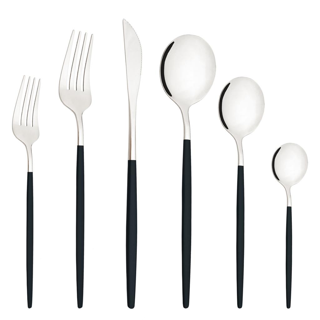 6 Stücke Western Purple Geschirr Besteck Set Besteck Set Edelstahl Besteck Messer Dessert Gabel Teelöffel Geschirr Set