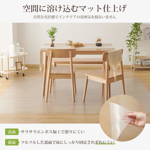 Kumori Dining Mat, 1.5mm Thick, Water-Repellent, Clear, Desk Mat, Transparent, Waterproof, Scratch- and Stain-Resistant PVC Floor Protector, Compatibl