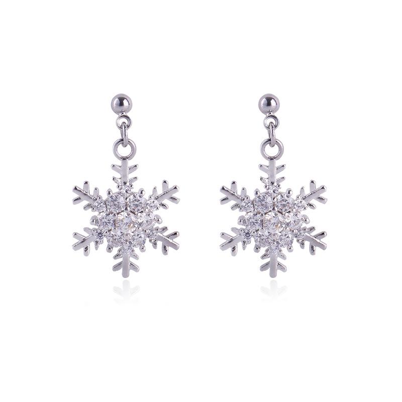 

Корейские серьги-снежинки из серебра 925 пробы с инкрустированными бриллиантами — элегантные и модные для женщин