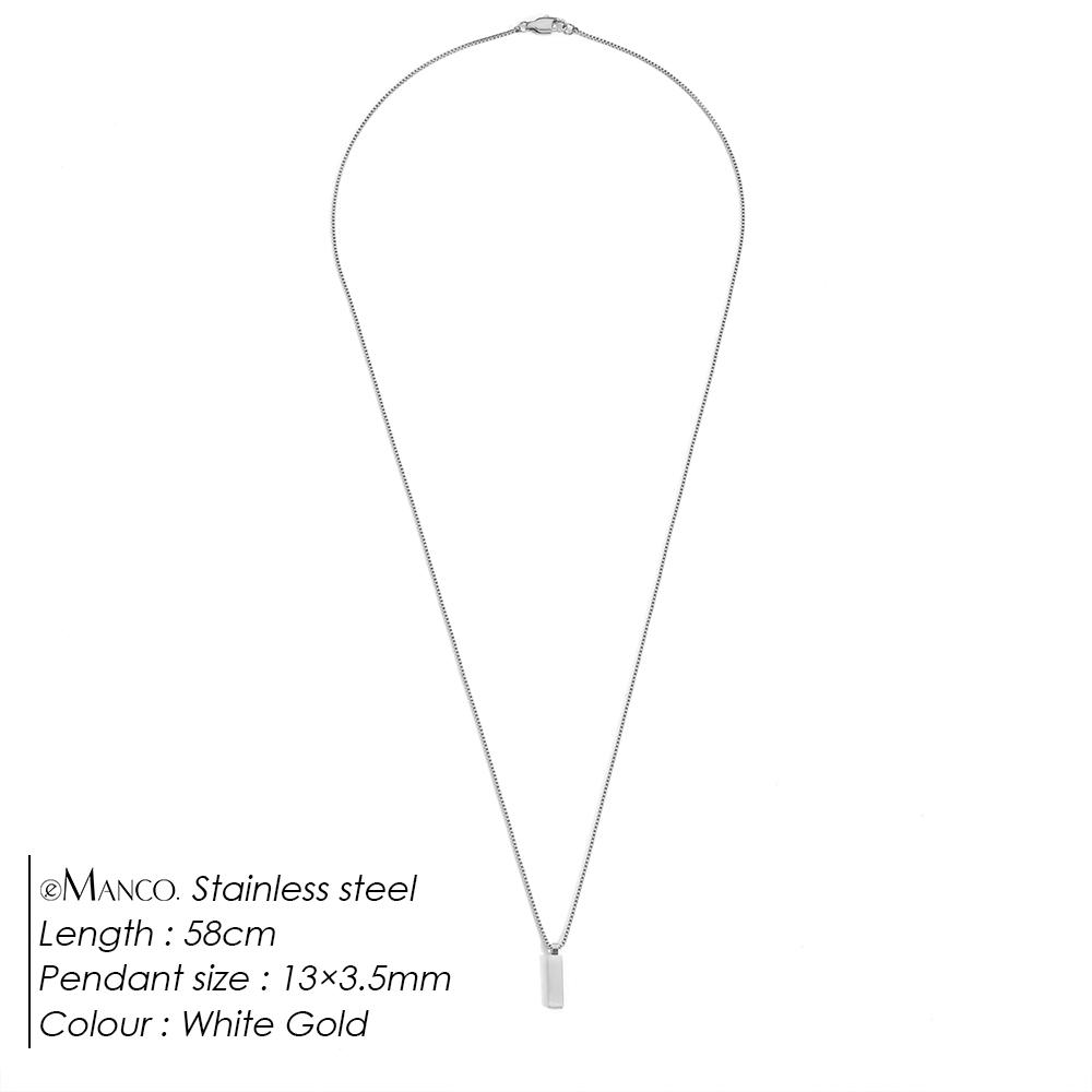 EManco Stainless Steel 18K Gold Cuban Chain Box Chain Man Bar Pendant Necklace Square Chain Necklace Jewelry for Mens