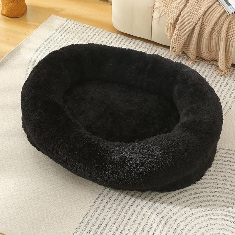 Round Plush Pet Bed for Dogs Cats Fluffy Warm Soft Circle Cushion Mat Detachable Washable Dog Sofa for Kennel Cozy Sleeping Mattress