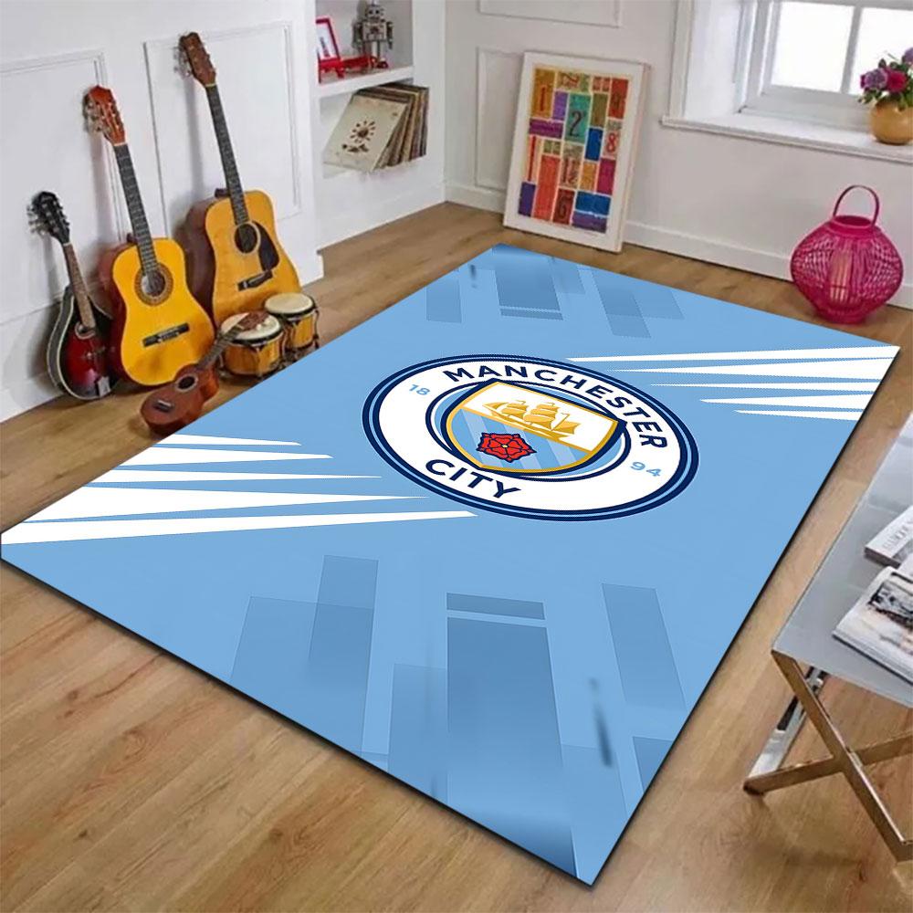 Manchester City Football Club Logo Patterned carpet, suitable as a non slip play mat for the living room and bedroom sofa